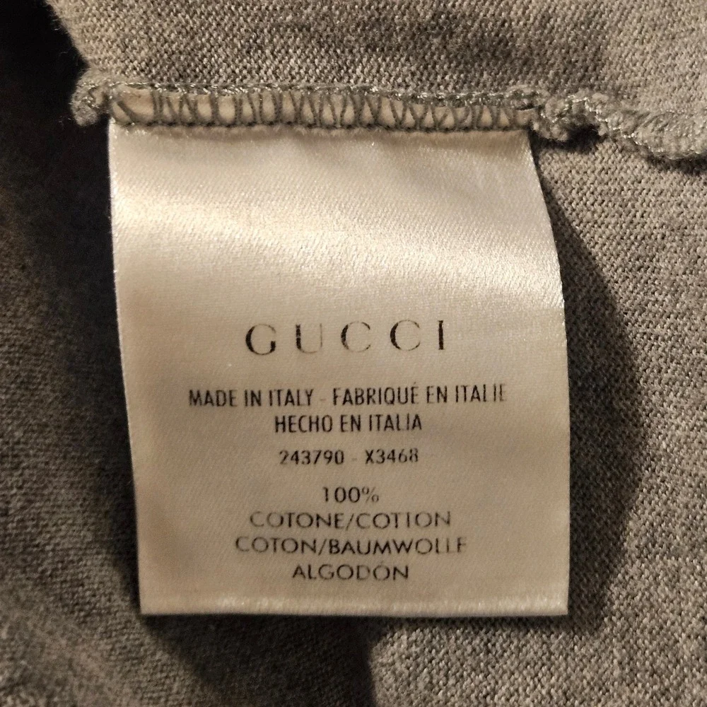 Gucci Mens Gray Web Stripe Pocket V-Neck T-Shirt Size 2XL XXL Made in Italy